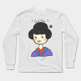 Pop Vintage Japanese Geisha Kimono Girl Art Logo Aesthetic Tattoo Japan Samurai Long Sleeve T-Shirt